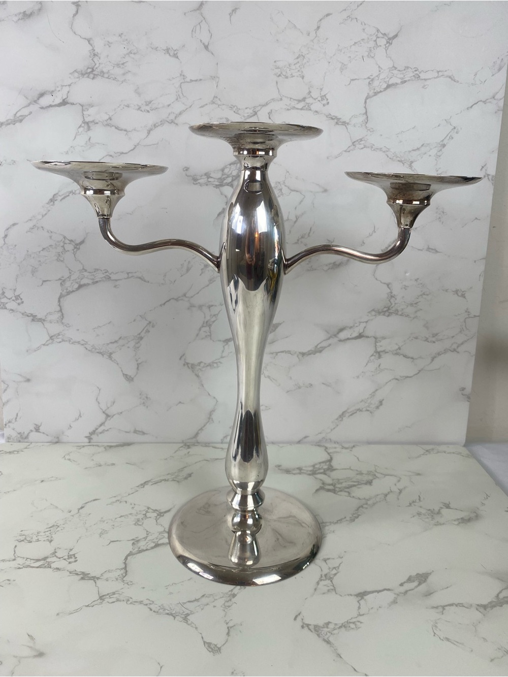 Pottery Barn Silver 3-Arm Metal Maxfeild Hotel Candelabra Silver Plated